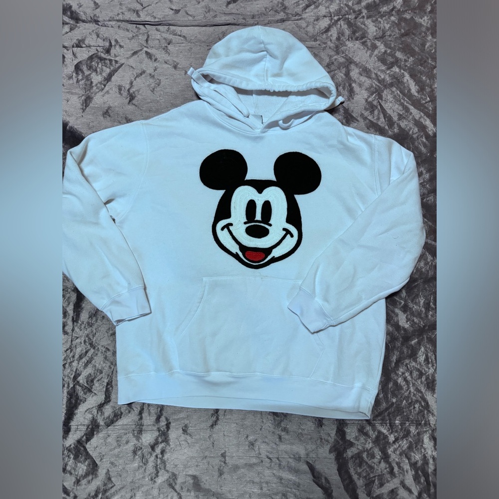 Disney Mickey Mouse Adult Unisex White Pullover Hoodie Size XXL white long sleev